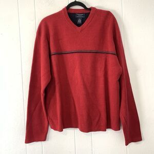 Vtg American Eagle Sweater Mens XL Red Black Stripe Ribbed Cotton Y2K 90s